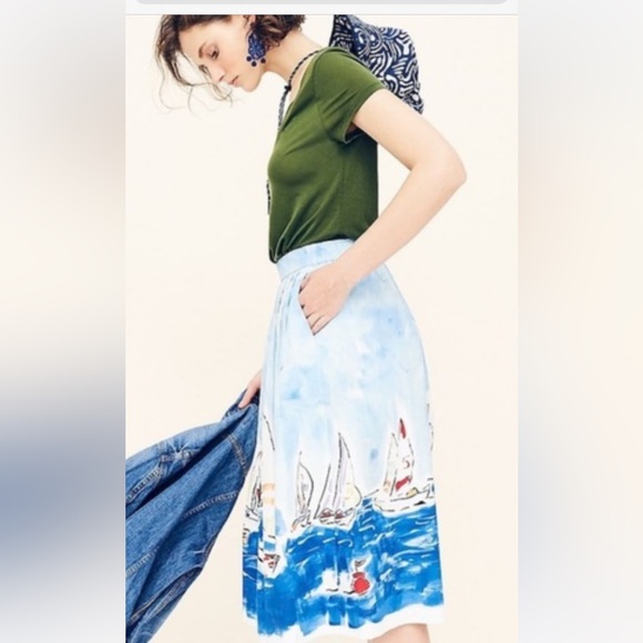 J. Crew regatta painted skirt New.                 Small petite SP - Picture 2 of 5